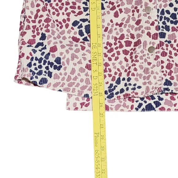 SAVANNA JANE Shacket Womens Plus 1X Pink Blue Animal Print Corduroy Button Up - Picture 9 of 12